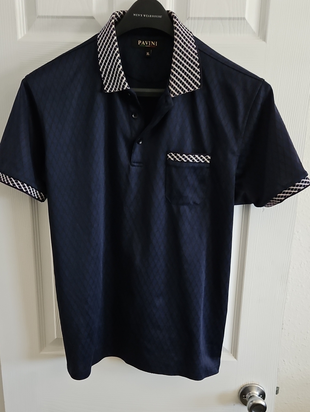Men's Navy Polo with Contrast Trim Size XL
